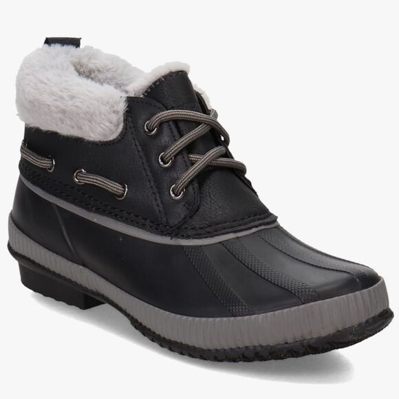 JSport by Jambu Shoes - JSport by Jambu Women's Mary Ankle Rain Boot Fur Trim Black Grey NWT, Size 10